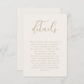 Romantischer Champagner und GoldWedding Details Begleitkarte (Vorne/Hinten)