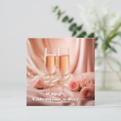 Romantischer Champagner und Rose zum Valentinstag Einladung (Stehend Vorderseite)