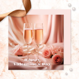 Romantischer Champagner und Rose zum Valentinstag Einladung