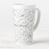 Romantischer Chic Hübsche Blaue Vögel Blumen Milchtasse (Rechte Ecke)
