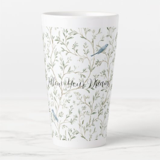Romantischer Chic Hübsche Blaue Vögel Blumen Milchtasse (Vorderseite)