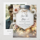 Romantischer Chic Mason Jar Wedding Save The Date (Vorne/Hinten)