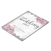 Romantischer Chic Peony Floral & Lace Hochzeitspla Notizblock (Linke Seite)