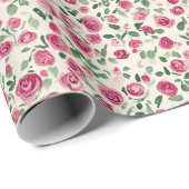 Romantischer Chic Pink Roses Floral Geschenkpapier (Rolleneckpunkt)