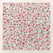 Romantischer Chic Pink Roses Floral Glasuntersetzer (Vorderseite)