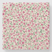 Romantischer Chic Pink Roses Floral Steinuntersetzer (Vorderseite)