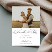 Romantischer Chic Trendy Script Rustic Foto Weddin Save The Date