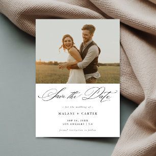Romantischer Chic Trendy Script Rustic Foto Weddin Save The Date