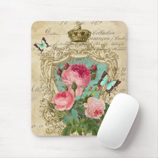 Romantischer Chic-viktorianische Art-Rosen Mousepad (Mit Mouse)