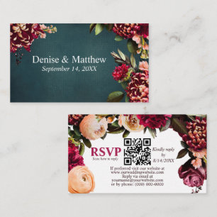 Romantischer Chrysanthemum Aquamarin UAWG QR Code Begleitkarte