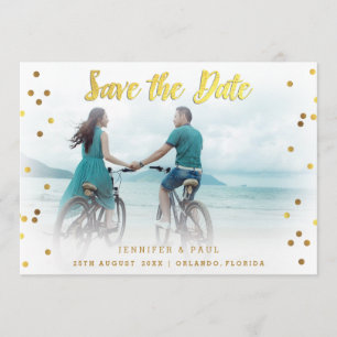 Romantischer Confetti Save the Date, der Foto Save The Date