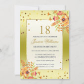 Romantischer Confetti u. Eckblumenstrauß-18. Einladung (Vorderseite)