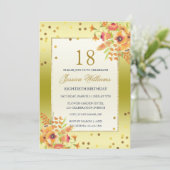 Romantischer Confetti u. Eckblumenstrauß-18. Einladung (Stehend Vorderseite)