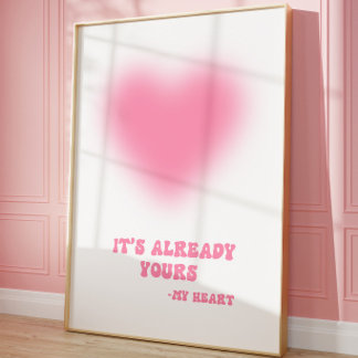 Romantischer Coquette-Rosa-Herz-Ästhetik-Druck Poster
