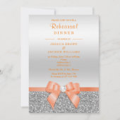 Romantischer Cora Bow, Silver Glitzer Probe Dinner Einladung (Vorderseite)