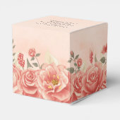 Romantischer Coral Rose Garden Wedding Square Geschenkschachtel (Rückseite)