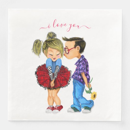 Romantischer Couple Napkins Text - I Liebe You Serviette (Vorderseite)