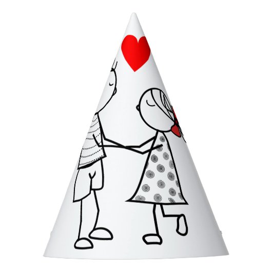 Romantischer Couple Paper Party Hat Partyhütchen (Vorderseite)