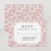 Romantischer Cream Pink Glitzer Blumenzange RSVP Karte (Vorne/Hinten)