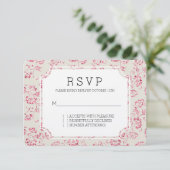 Romantischer Cream Pink Glitzer Blumenzange RSVP Karte (Stehend Vorderseite)