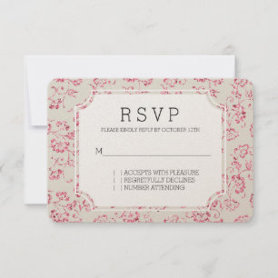 Romantischer Cream Pink Glitzer Blumenzange RSVP Karte