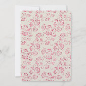 Romantischer Creme Pink Glitzer Blumenkohl Brautpa Einladung (Rückseite)