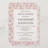 Romantischer Creme Pink Glitzer Blumenkohl Brautpa Einladung (Vorne/Hinten)