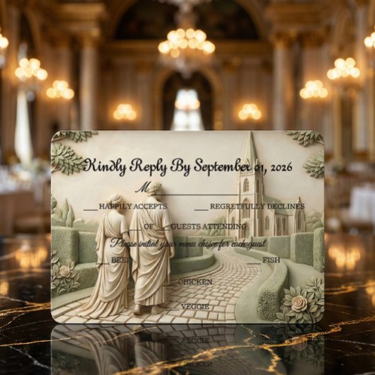 Romantischer Domgarten Alte Welt RSVP Karte
