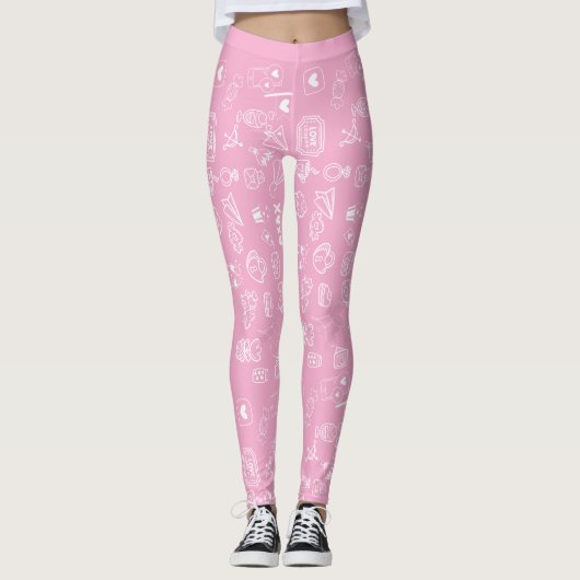 Romantischer Doodle Leggings (Vorderseite)