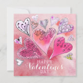 Romantischer Doodle Watercolor Herzchen Valentinst (Vorderseite)