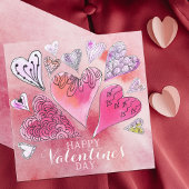 Romantischer Doodle Watercolor Herzchen Valentinst