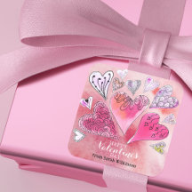 Romantischer Doodle Watercolor Herzchen Valentinst