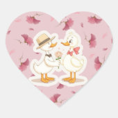 Romantischer Duck Couple Herz-Aufkleber (Vorderseite)