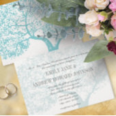 Romantischer Dusty Aqua Blue Boho Wald Tree Einladung