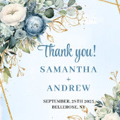 Romantischer Dusty Blue White Floral Gold Wedding  Geschenkanhänger