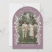Romantischer Dusty Lavender Floral Arch Save the D Einladung (Vorderseite)