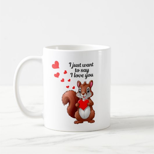 Romantischer Eichhörnchen-Becher - Ich liebe dich Kaffeetasse (Links)