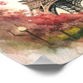 Romantischer Eiffelturm Paris Aquarell Floral Poster (Ecke)
