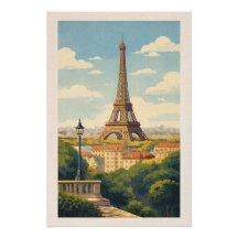 Romantischer Eiffelturm Paris Vintage-Reiseposter