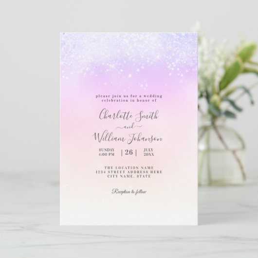 Romantischer einfacher Glitzer Elegante Moderne Ho Einladung (Stehend Vorderseite)