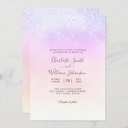 Romantischer einfacher Glitzer Elegante Moderne Ho Einladung (Vorne/Hinten)