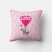 Romantischer Elefant auf rosa Damast Kissen (Rückseite)