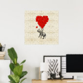 Romantischer Elefant & Herzballons Poster (Heimbüro)