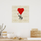 Romantischer Elefant & Herzballons Poster (Küche)