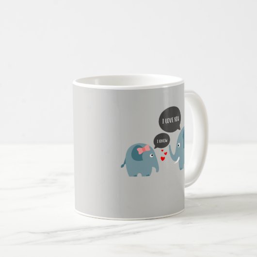 Romantischer Elefant: I Liebe Sie, weiß ich Kaffeetasse (VorderseiteRechts)