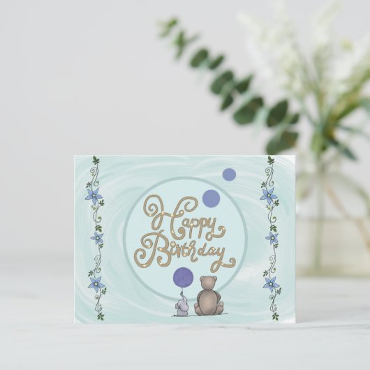 romantischer Elefant Postkarte (Stehend Vorderseite)