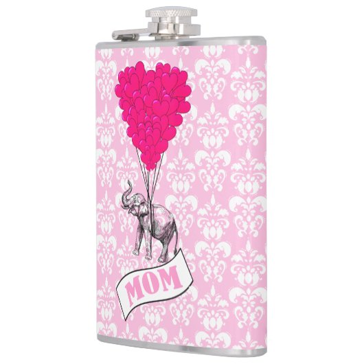 Romantischer Elefant und Herzmütter Flachmann (Links)