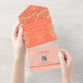 Romantischer Eleganter Blumenpeach All In One Einladung (Abreißen)