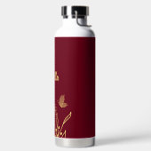 Romantischer, eleganter Goldblumenmaroon Trinkflasche (links)