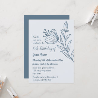 Romantischer, eleganter, staubblauer Geburtstag Einladung